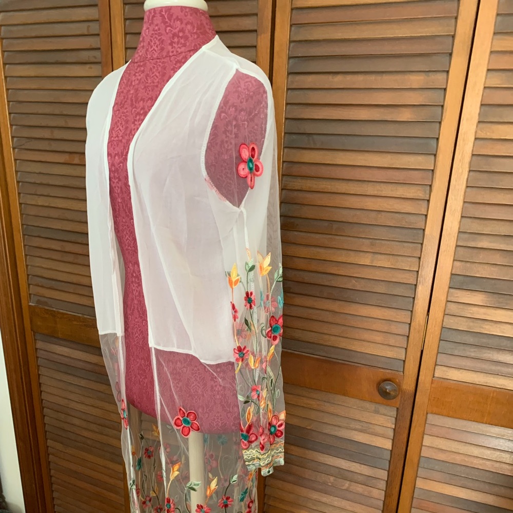 Fabulous Embroidered Mesh Fringed Duster